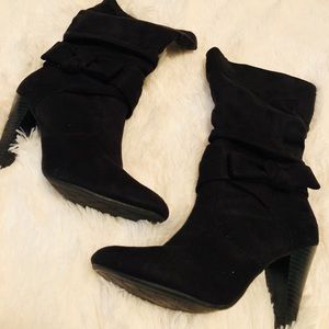 Black velvet boots